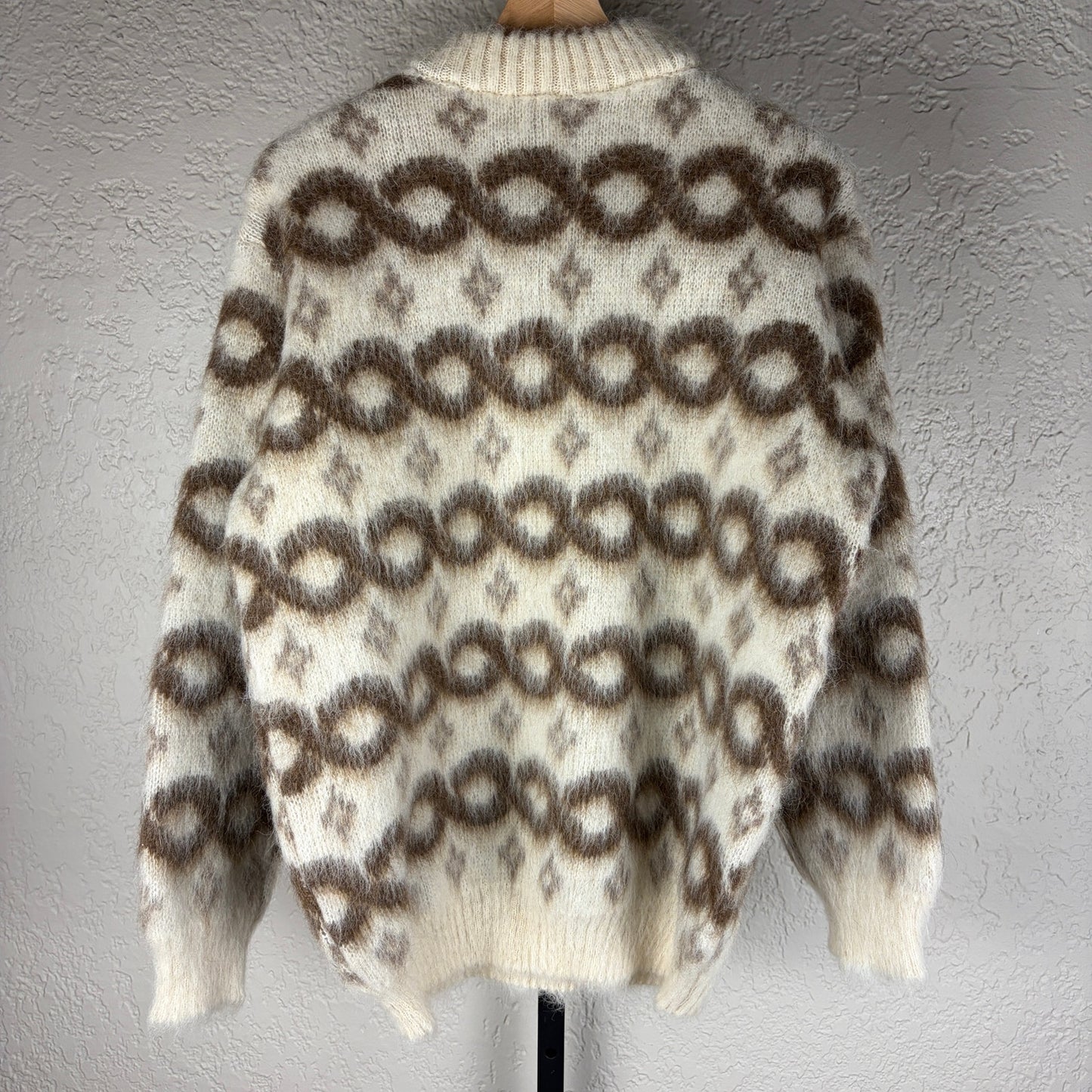Vintage 1960s Baggy Shag Lord Jeff Icelandic Wool Fair Isle Mohair Large Sweater
