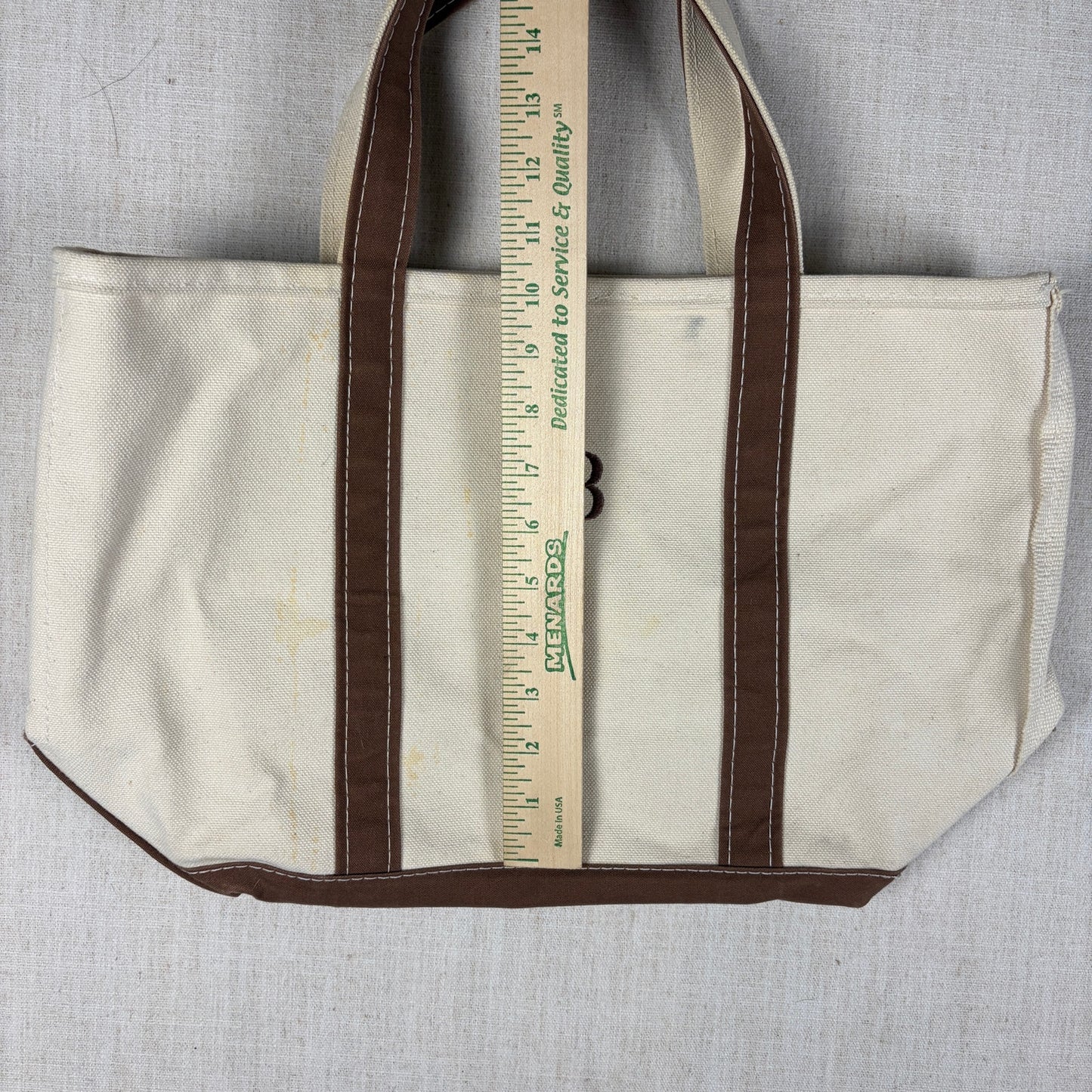 LL Bean Boat and Tote Bag Canvas Brown White Vintage 90s