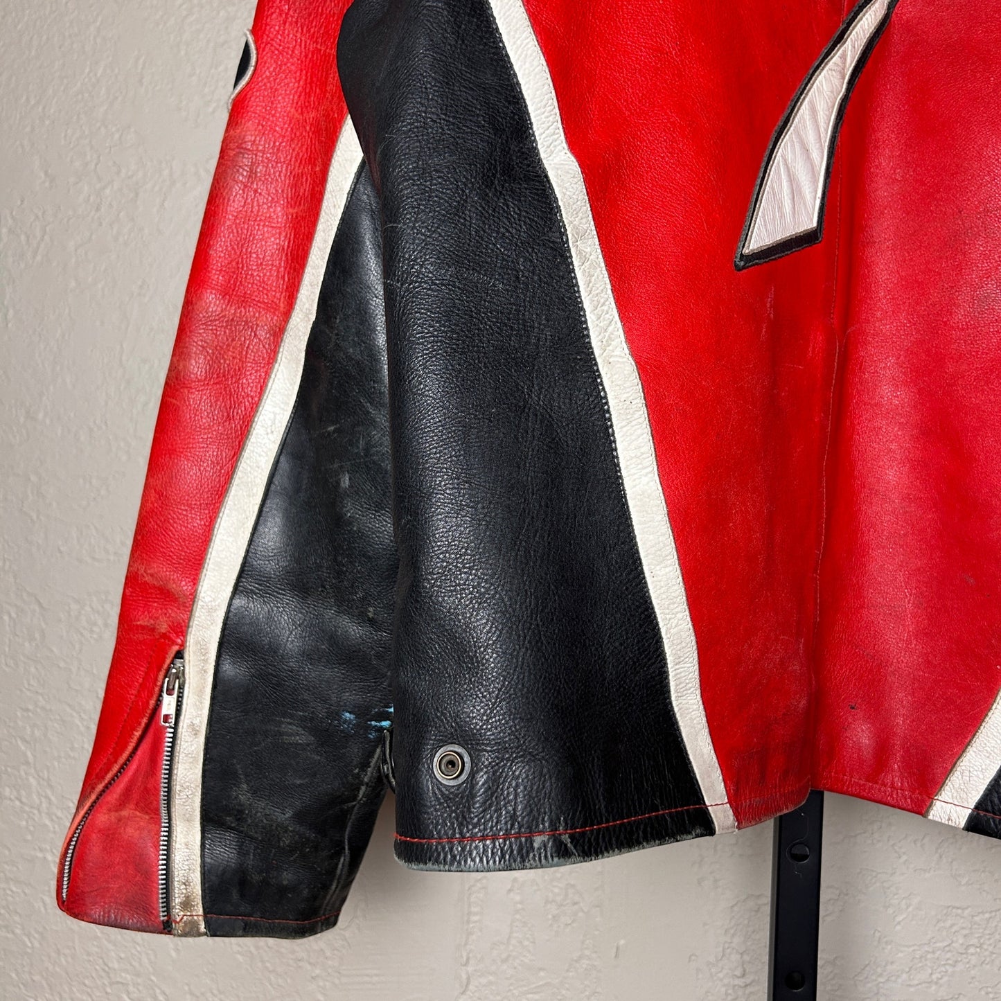 Vintage Pirelli Exit 7 Size 54 XXL Tru Fit Real Leather Red Racing Jacket