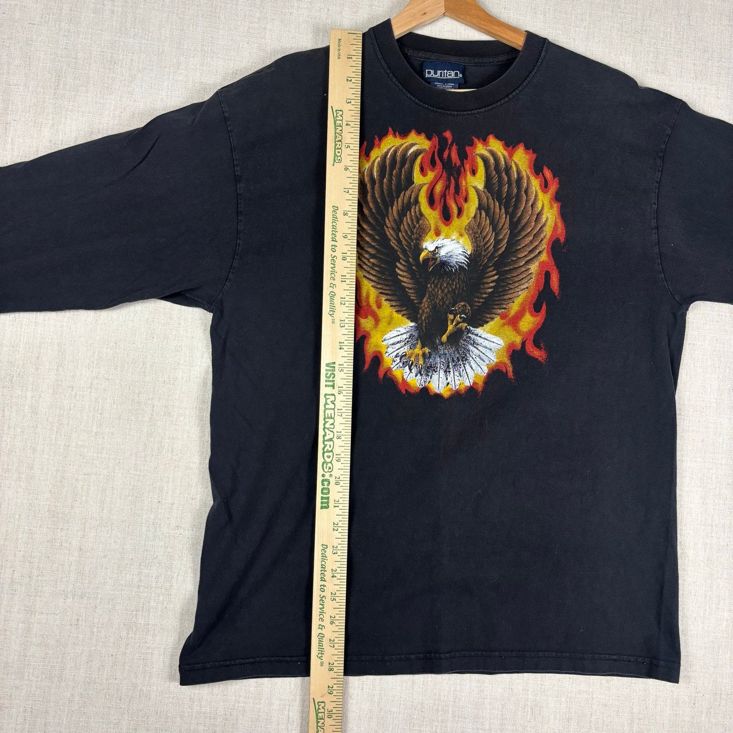 Y2K Flaming Eagle Harley Davidson Style Flame Sleeve Large Biker Tee