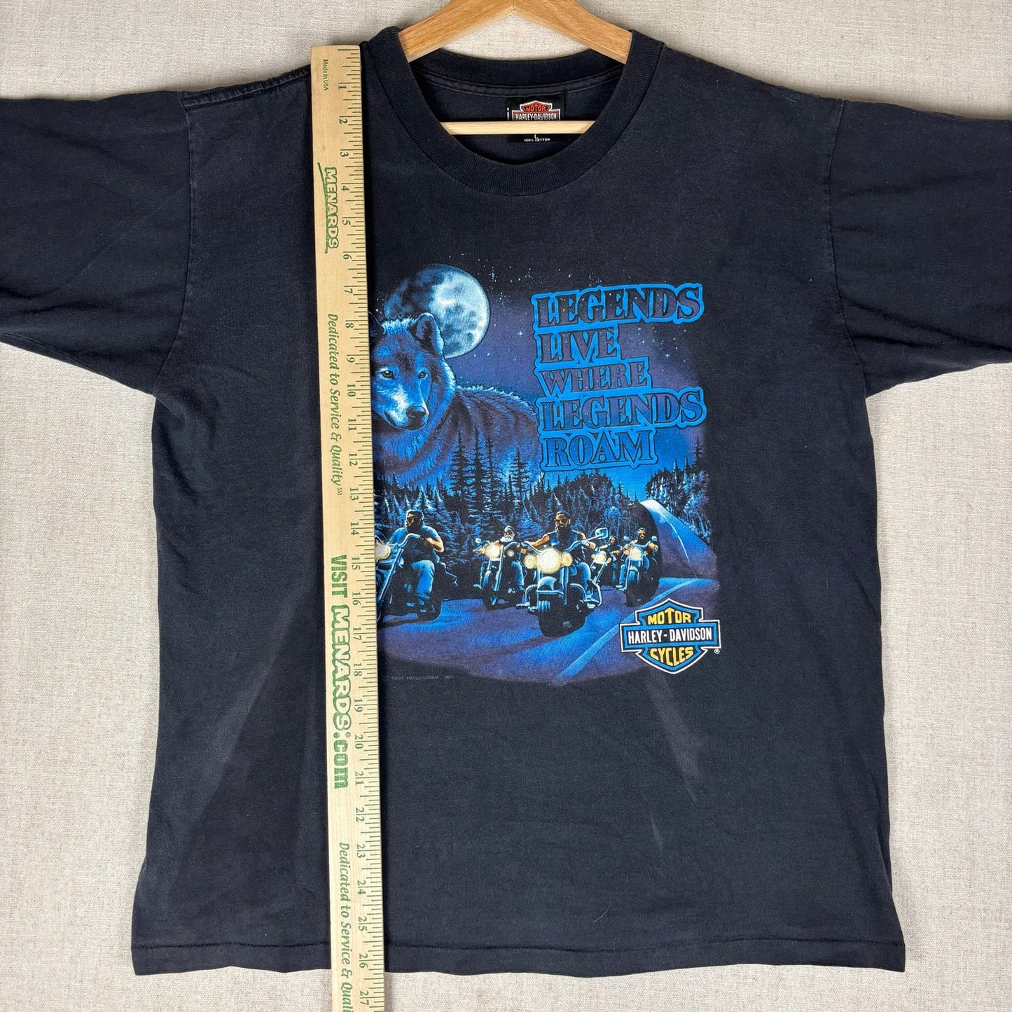 Vintage Harley Davidson Legends Roam Faded Wolf Nature Tee 1991 Large