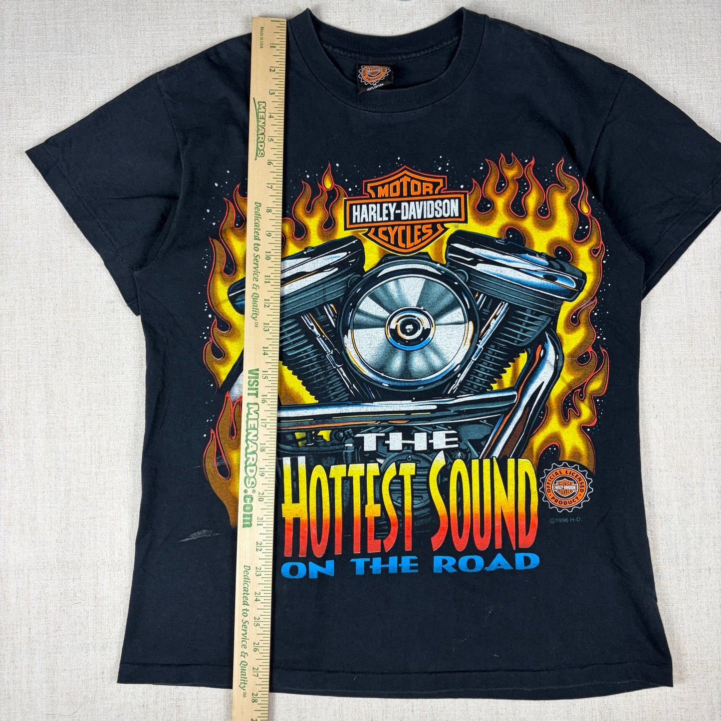 Vintage Harley Davidson Flames 1996 The Hottest Sound on the Road Medium Shirt