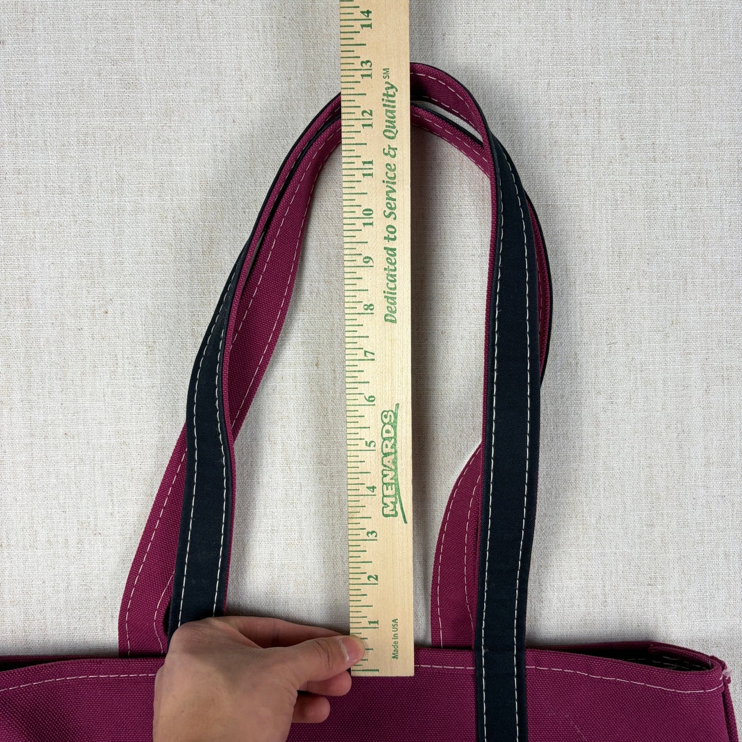 Vintage LL Bean "Renee" Magenta Black Boat and Tote Sz Med USA Made Cotton Bag