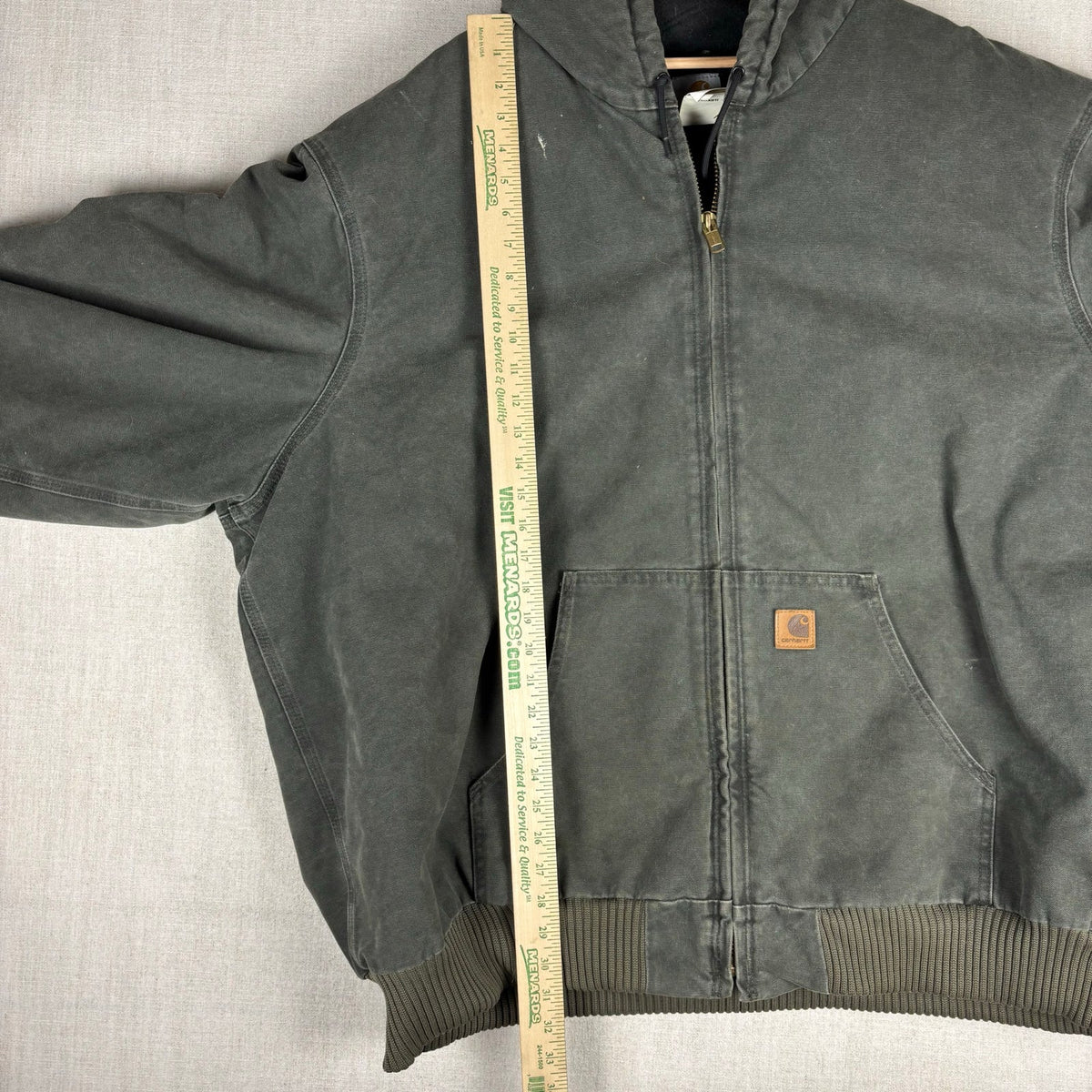 Vintage Carhartt J130 Moss Green Quilted Hooded Jacket 4XL