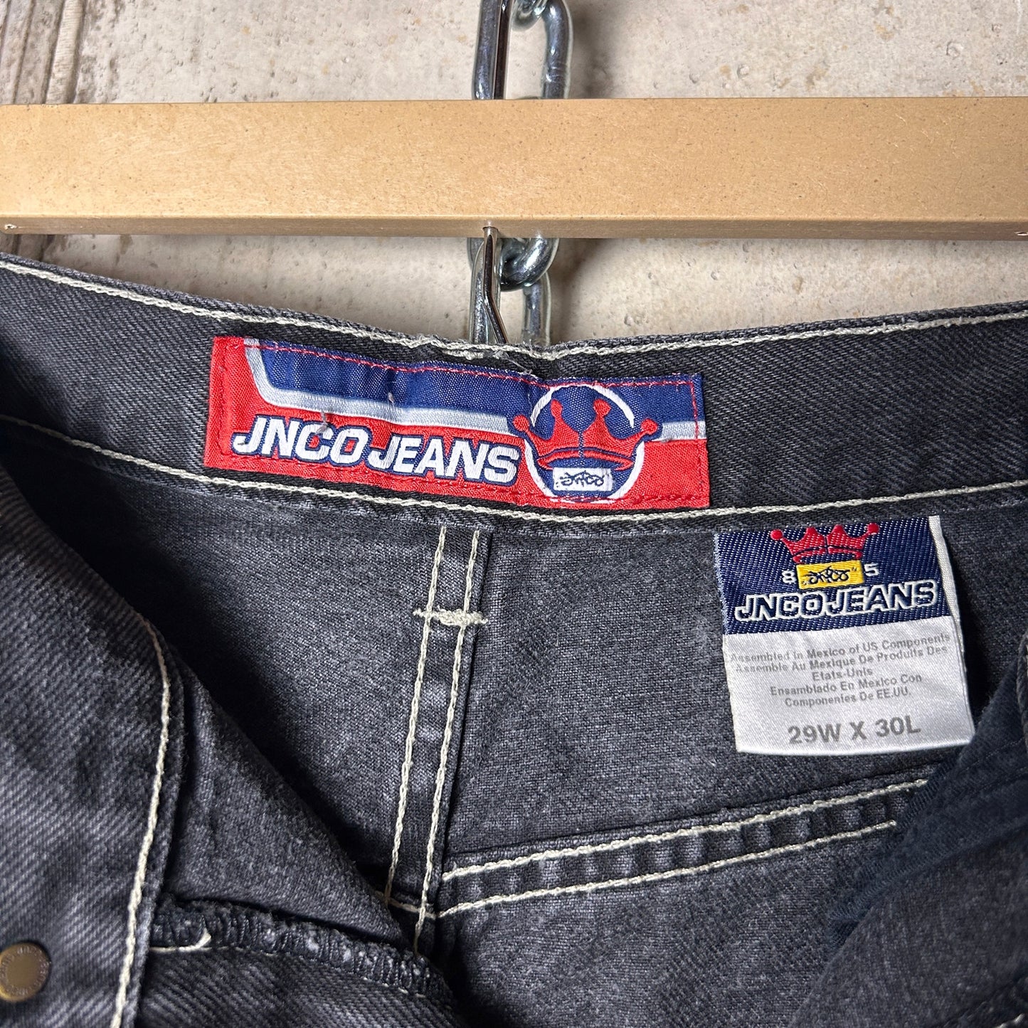 JNCO Jeans Y2K RARE Tribal Skeletal Dragon Embroidered 29" x 30" Skate Denim