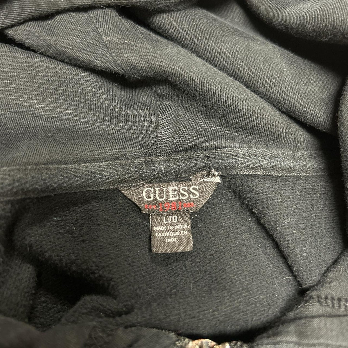 Large Y2K Guess Jeans Rhinestone Bedazzled Zip Up Sweater