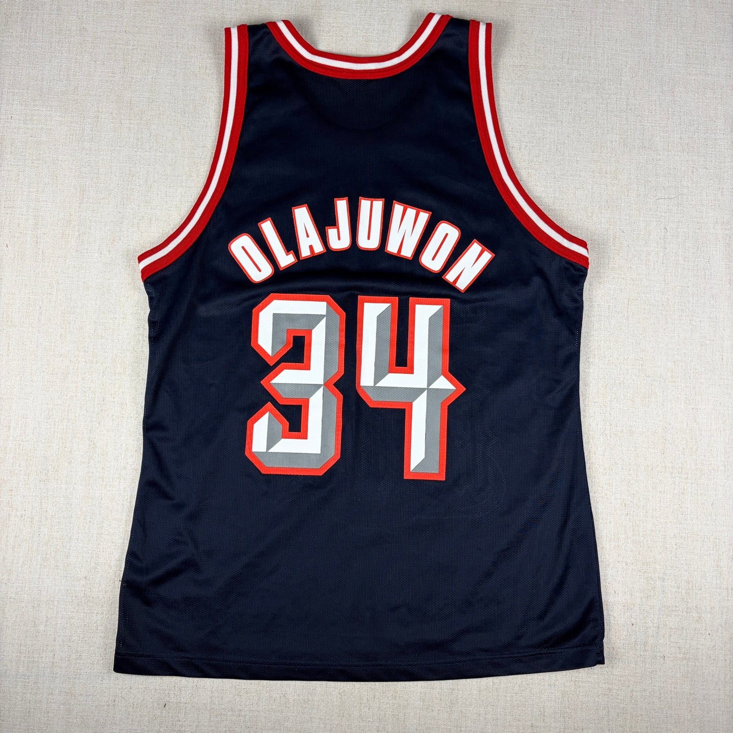 Vintage Champion Hakeem Olajuwon Houston Rockets Sz 44 NBA Jersey