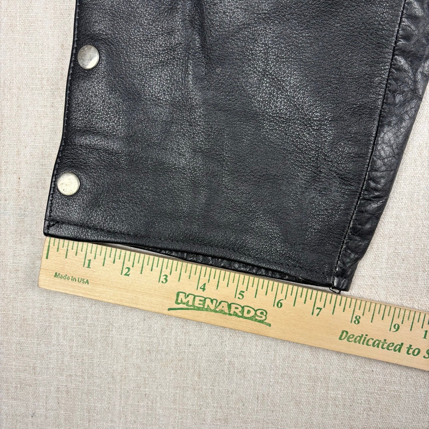 Trucker Leather Pants Vintage Braided Snap Button Detail Biker Sz 32
