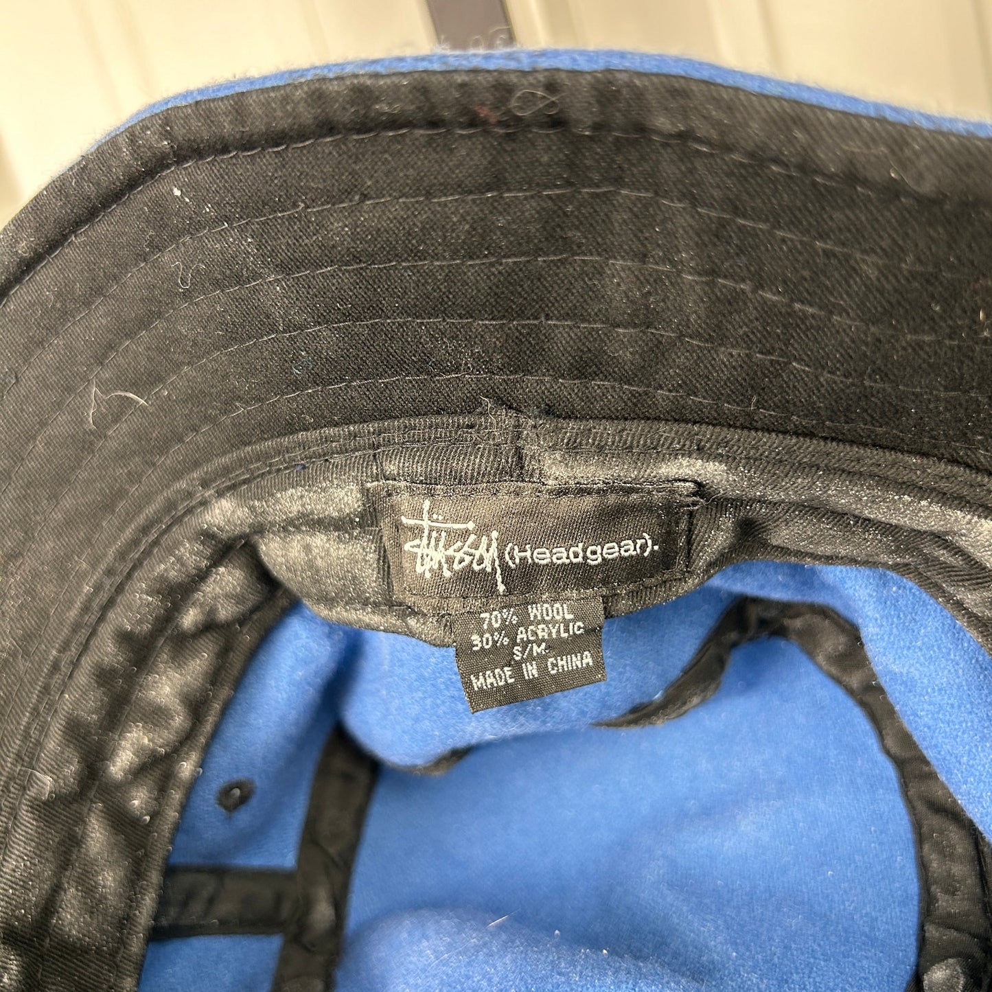 Stussy Headgear Bucket Hat Blue Plaid Authentic Wool Blend S/M