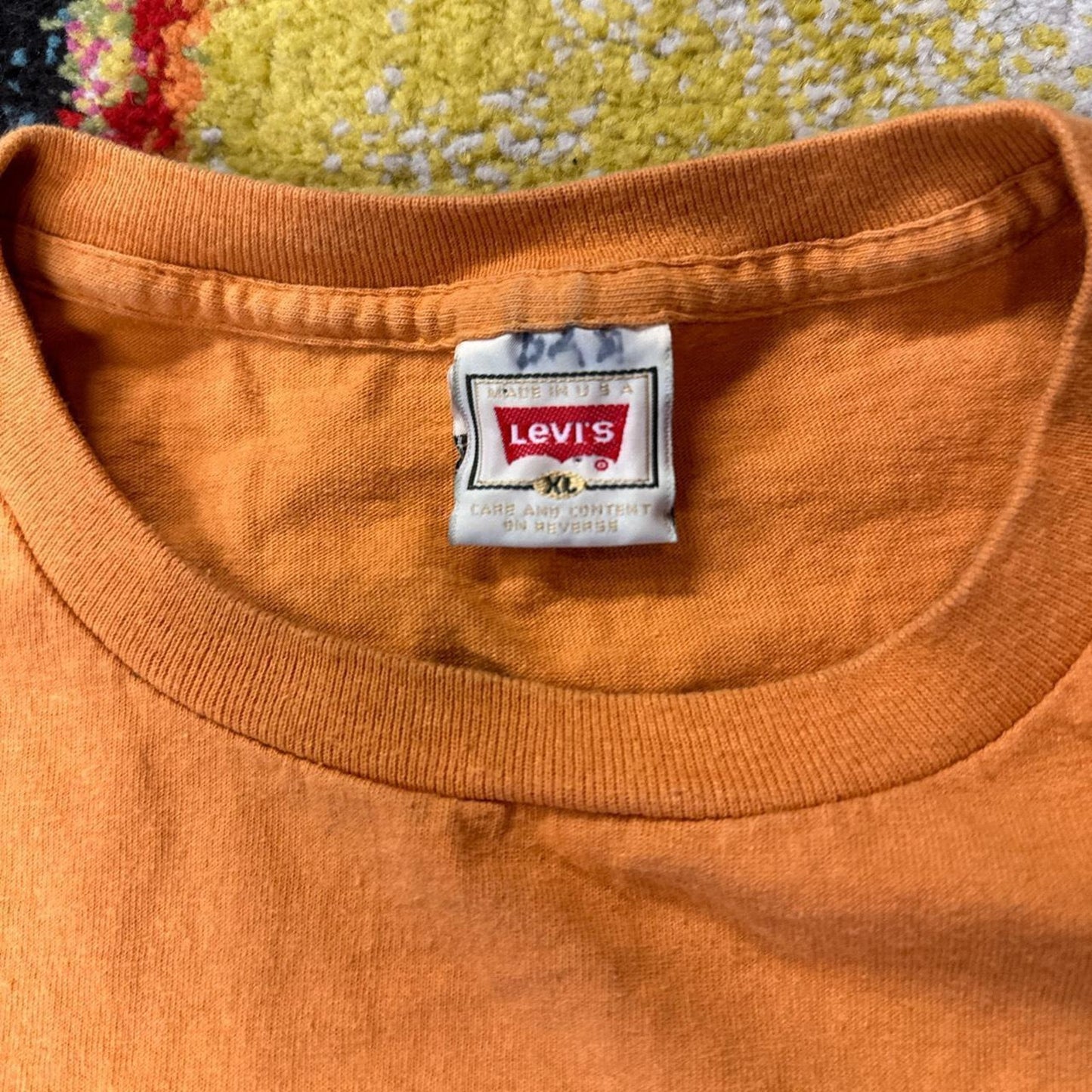 Levis L2 Logo 1990s Bright Orange XL Tee