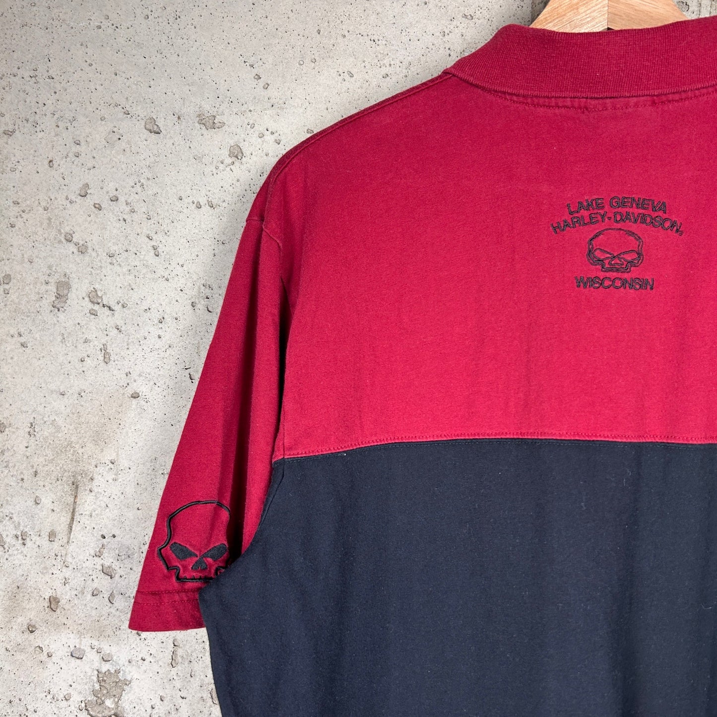 Harley Davidson Y2K Skull Button Large Collared Shirt