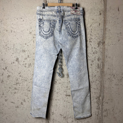 True Religion Ricky Relaxed Straight Fit Super T Acid Wash 36" Y2K Jeans