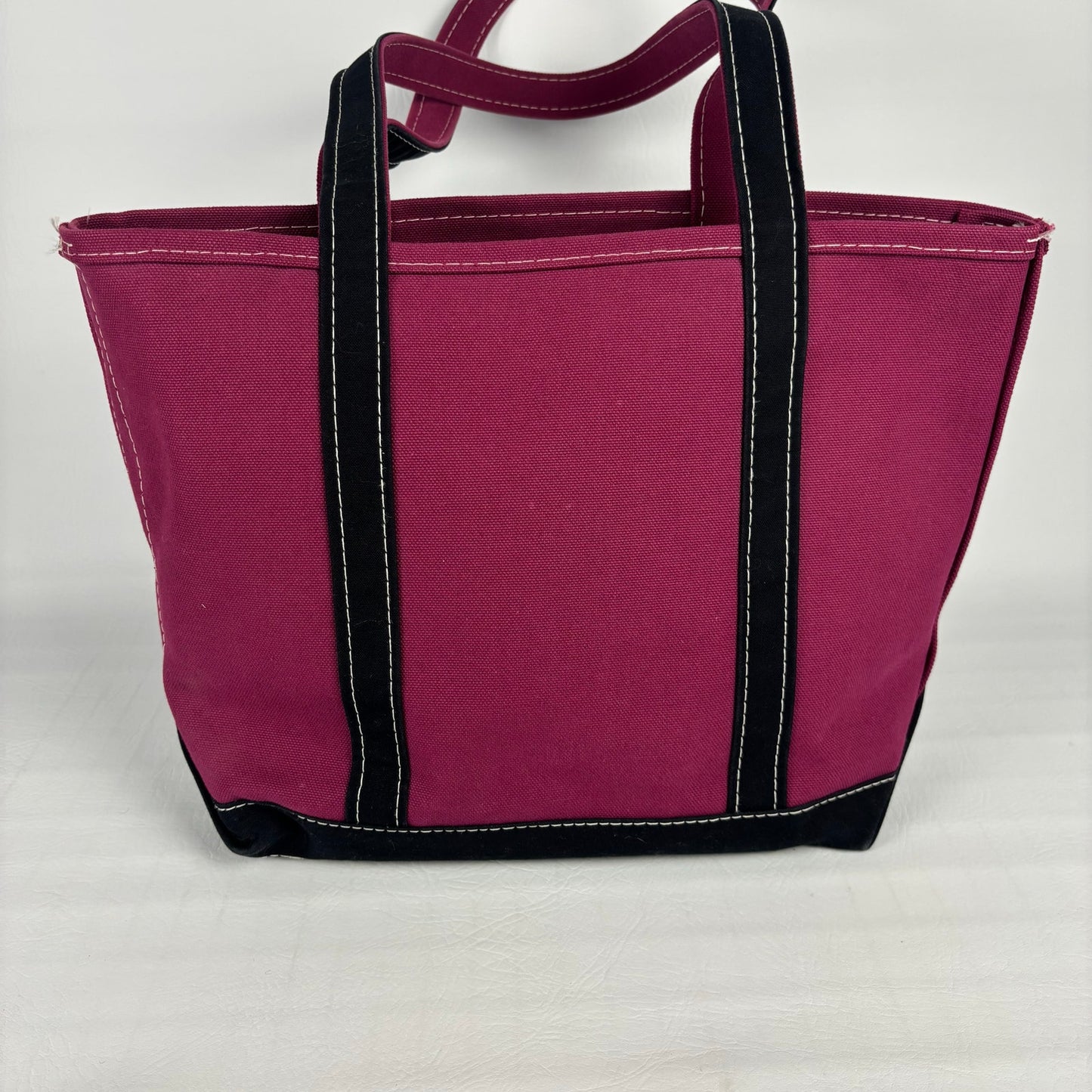 Vintage LL Bean "Renee" Magenta Black Boat and Tote Sz Med USA Made Cotton Bag