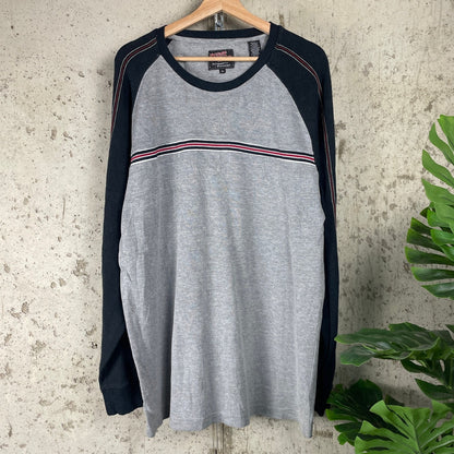 Y2K Point Zero Ribbed Thermal Striped Skater XL Longsleeve