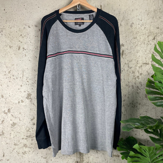 Y2K Point Zero Ribbed Thermal Striped Skater XL Longsleeve