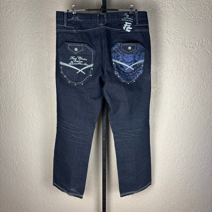 Y2K Baggy Dark Wash Skater Jeans First Choice Couture Sz 36 Denim Pants
