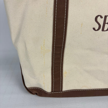 LL Bean Boat and Tote Bag Canvas Brown White Vintage 90s
