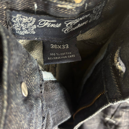 Y2K Baggy Dark Wash Skater Jeans First Choice Couture Sz 36 Denim Pants