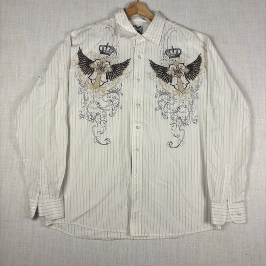 Avirex Y2K Wings And Crosses Cyber Tribal XL Emo Button Up