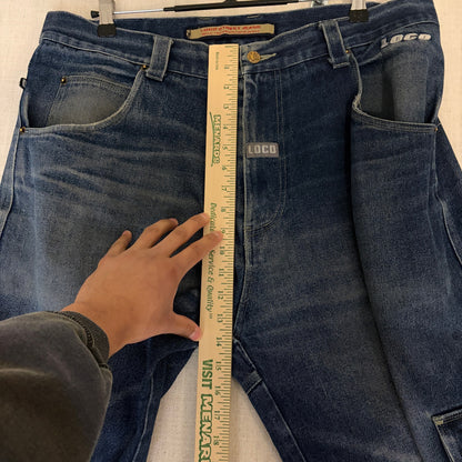 Vintage JNCO Style Loco Street Whiskered Baggy Skater Sz 38 Y2K Jeans