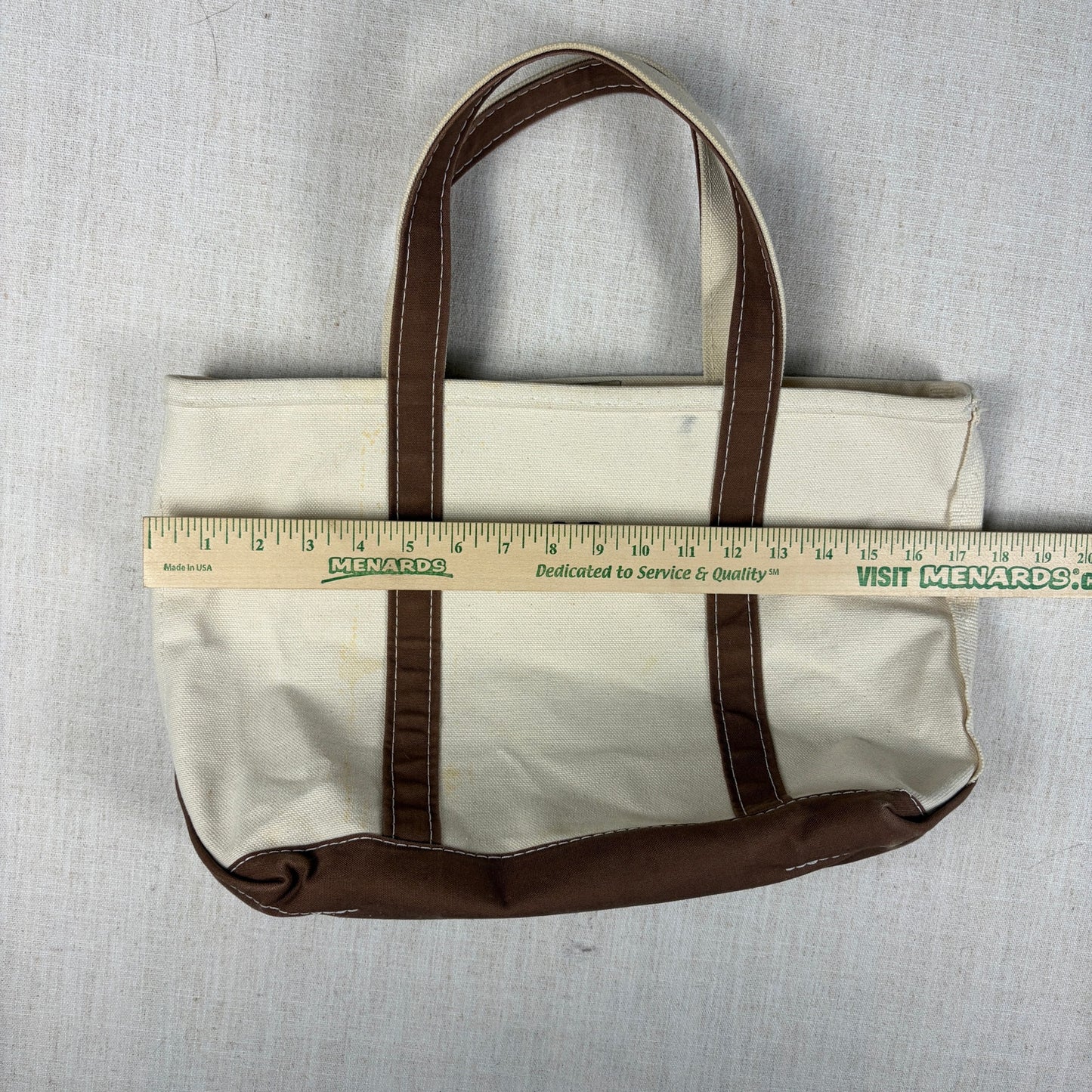 LL Bean Boat and Tote Bag Canvas Brown White Vintage 90s