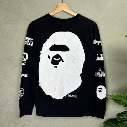 Stussy x Bape 8 Ball Long Sleeve Bathing Ape 2000s y2k Small Tee