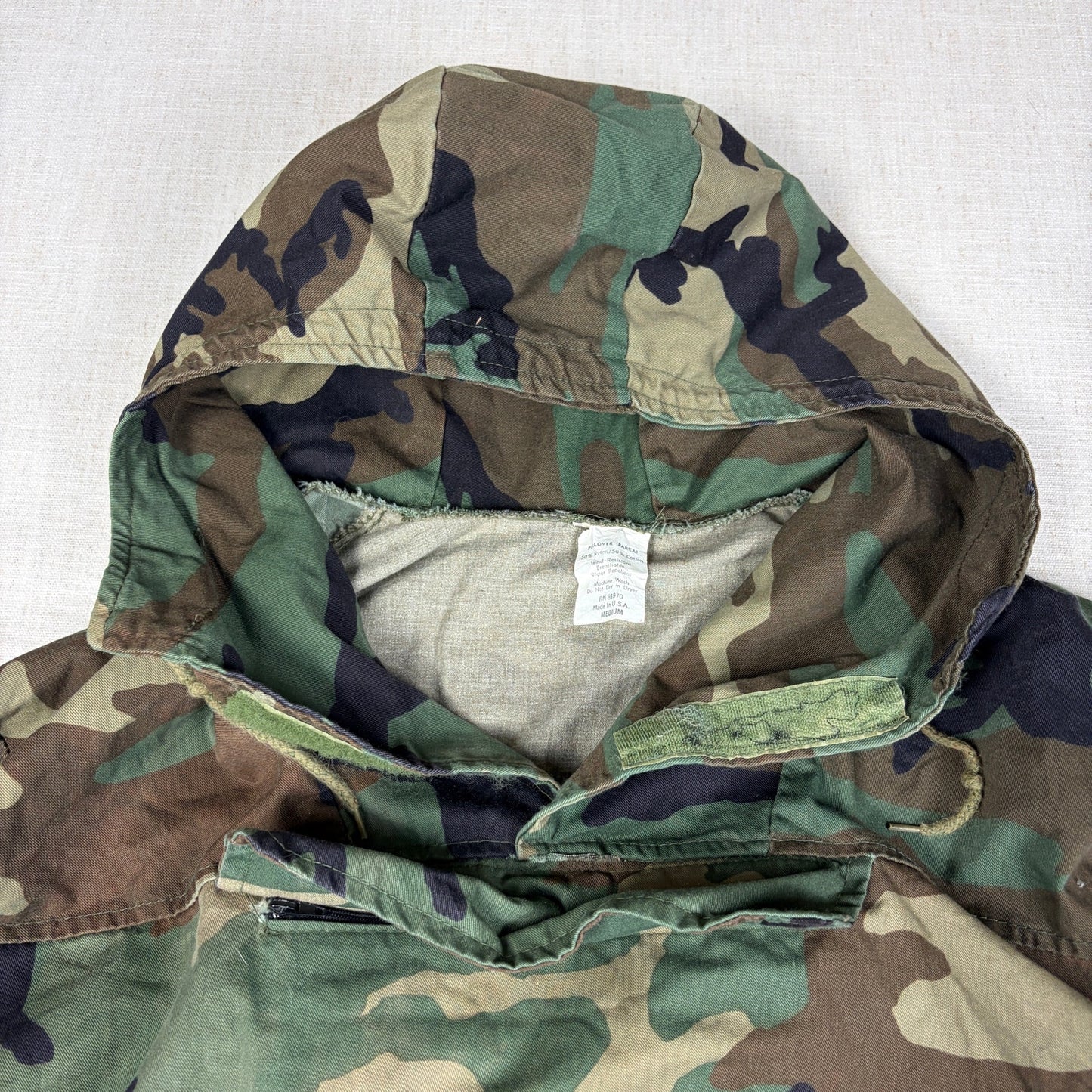 Vintage Military Pullover Parka Army Camo Medium Jacket