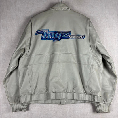 Vintage Lugz Authentic Embroidered Leather Jacket Large