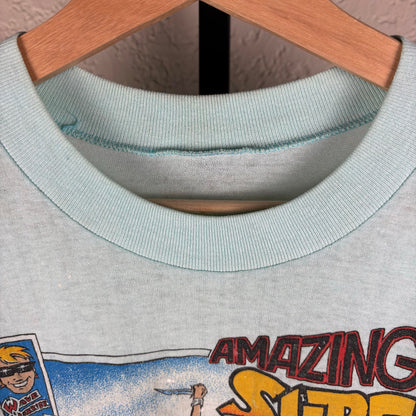Vintage 80s Amazing Surf Comics Wave Warrior Small Tee