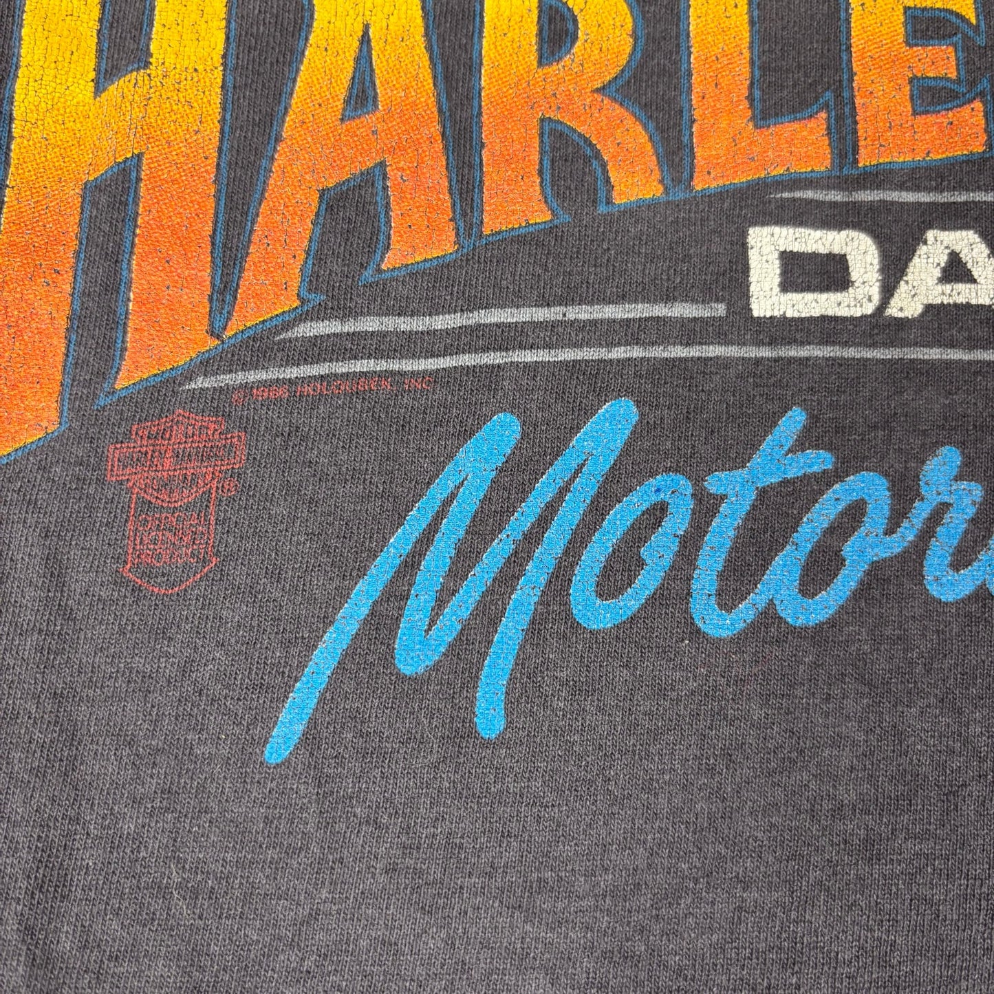 Vintage Harley Davidson Faded Distressed 1986 Born in the USA Shirt Large