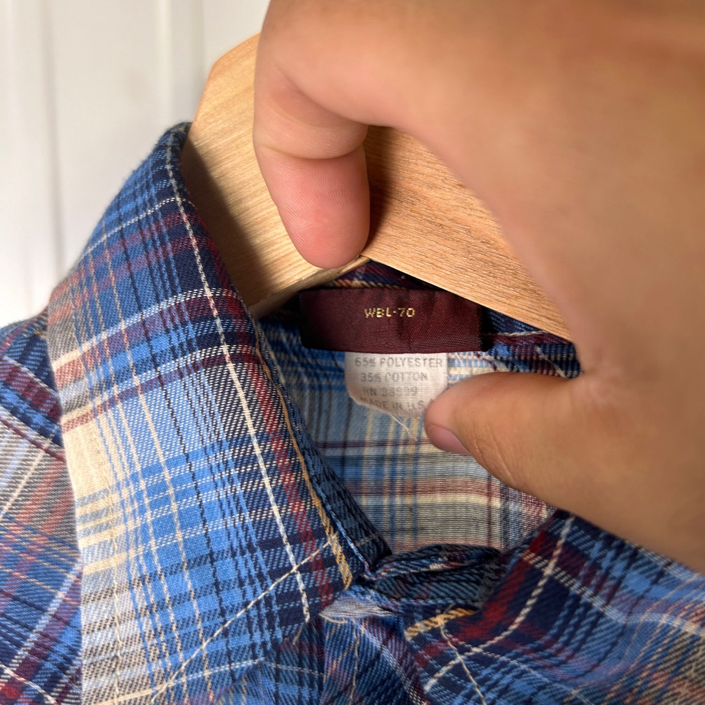 Wrangler Pearl Snap Youth Sz 10 1960s Made in USA Button Up Shirt