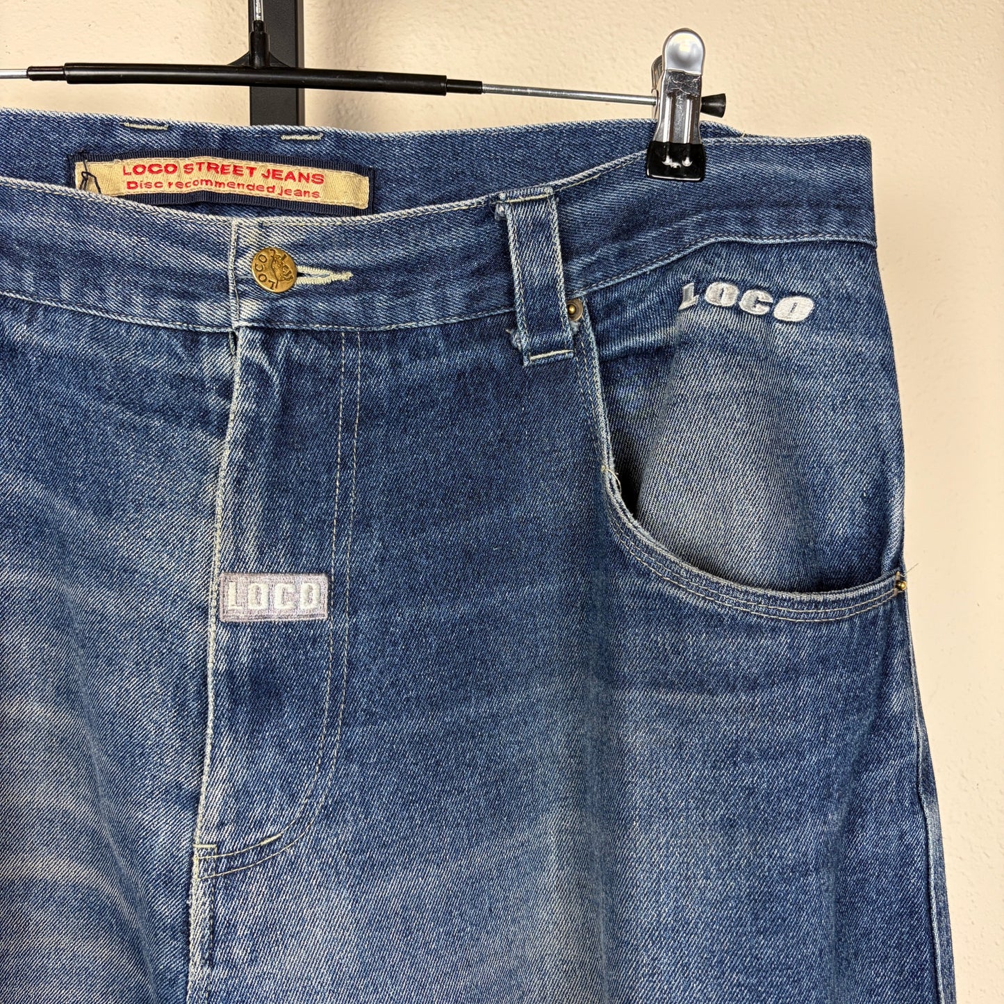 Vintage JNCO Style Loco Street Whiskered Baggy Skater Sz 38 Y2K Jeans