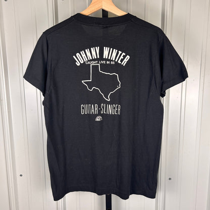 Johnny Winter Serious Business 1985 Caught Live Large Tee