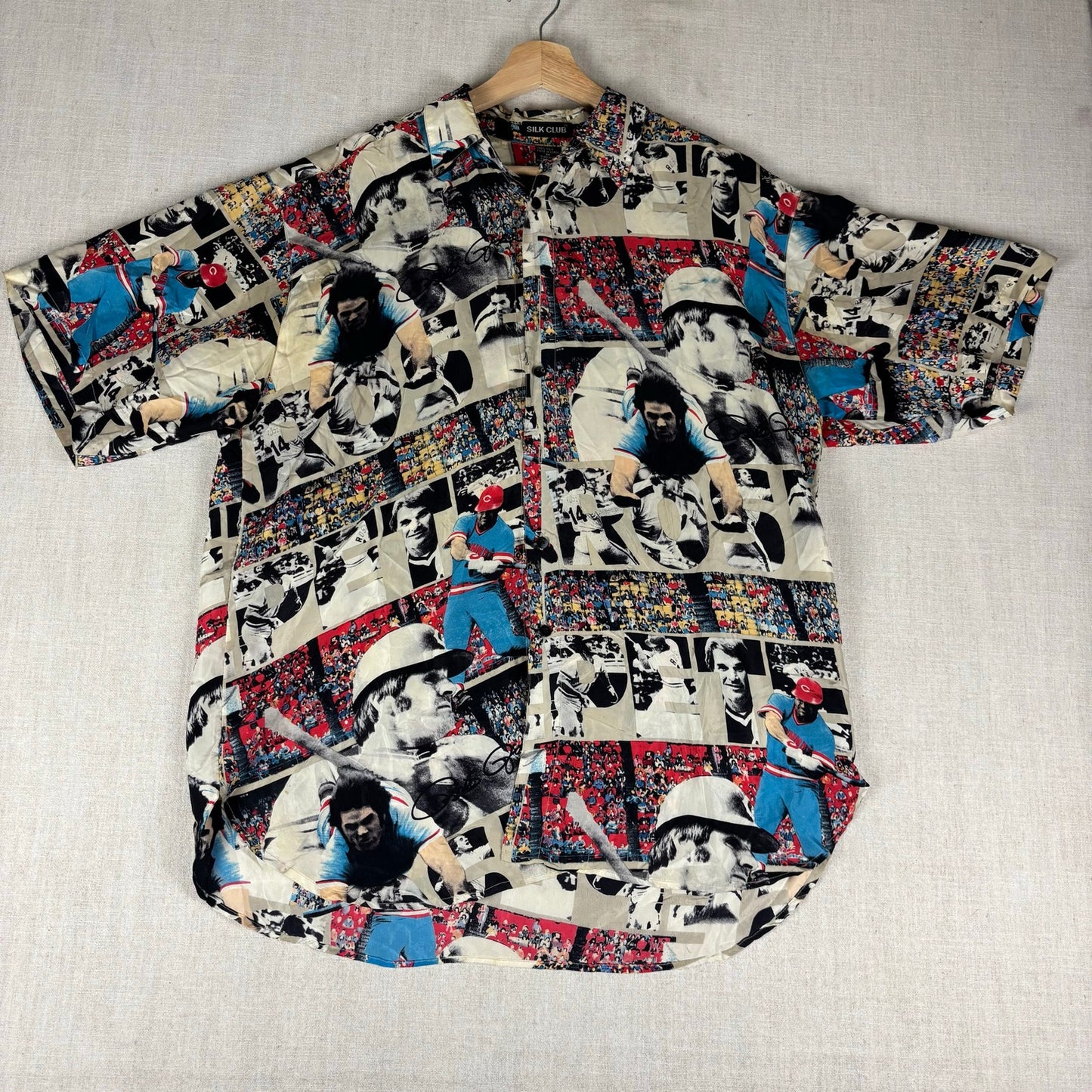 Pete Rose Silk Club MLB Hawaiian Style AOP Medium Shirt