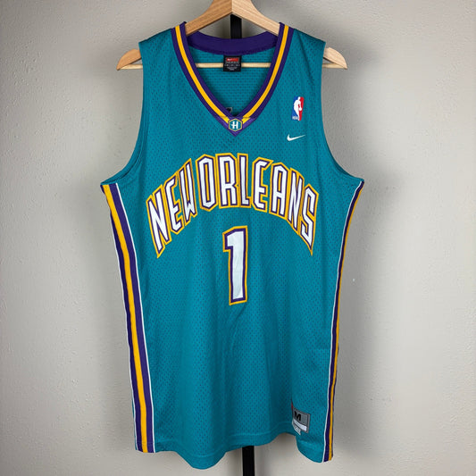 Vintage Baron Davis Jersey RARE New Orleans Hornets Nike Team Sewn Sz Medium NBA