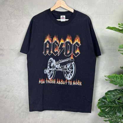 ACDC 2004 “For Those About To Rock” Licensed and Dated Flames Large Band Shirt