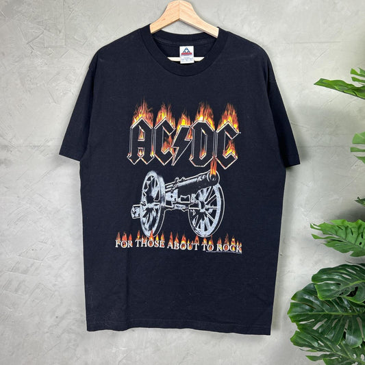 ACDC 2004 “For Those About To Rock” Licensed and Dated Flames Large Band Shirt