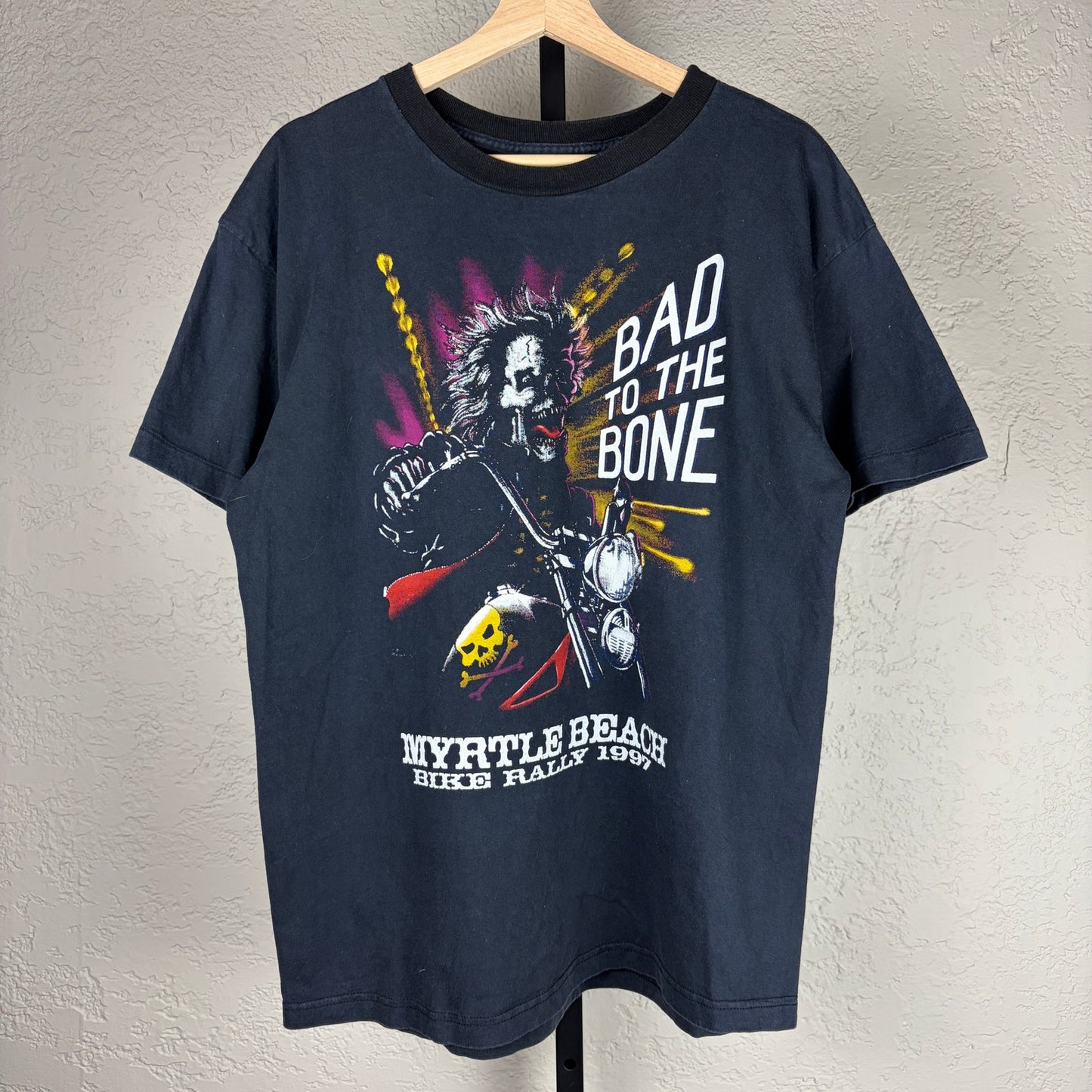 Bad To The Bone 1997 Bike Rally 3D Emblem Style Large Harley Davidson Tee