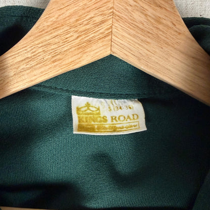 Vintage Sears Kings Road 1970s Disco Forest Green Small Button Up Shirt