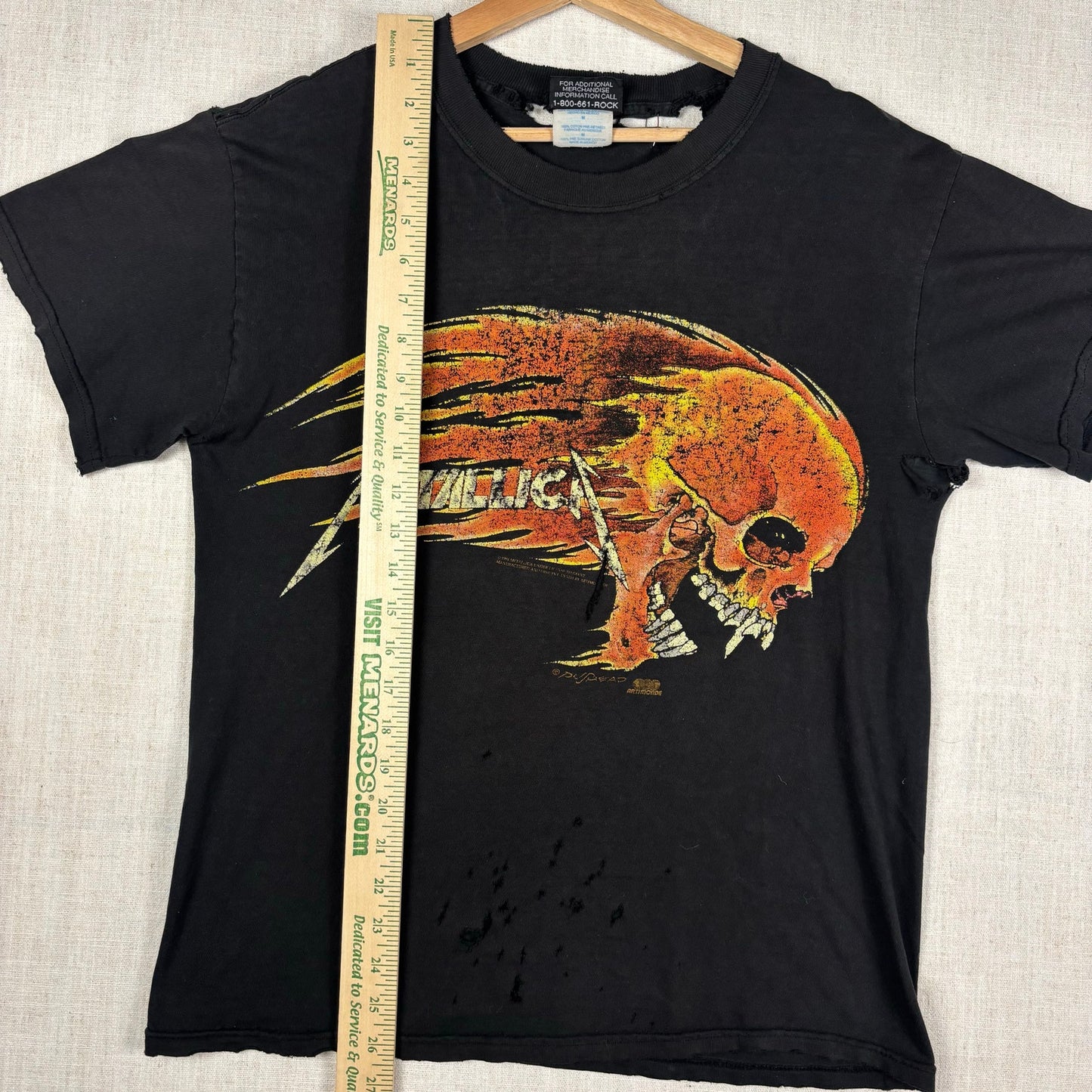 1994 Metallica Pushead Flaming Skull Thrashed Distressed Medium Tee