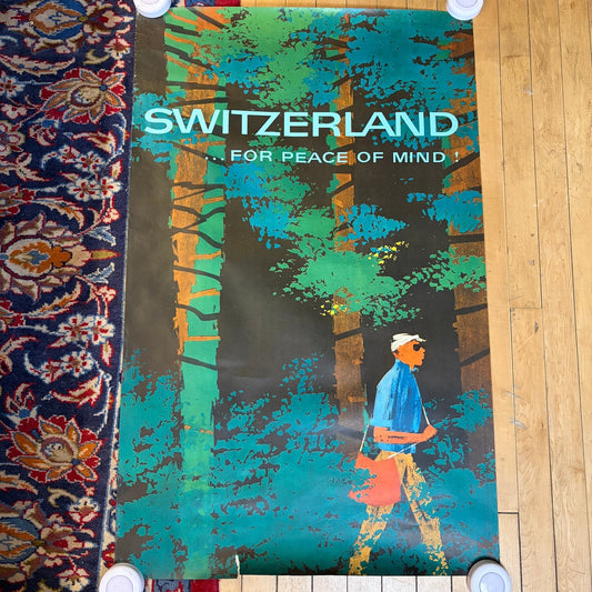 Fritz Buhler 1964 Switzerland For Peace of Mind Swiss Tourist Vintage Poster