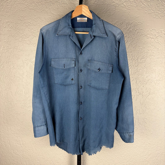 Dickies Crazy Unique Sun Faded Distressed Medium Workwear Button Up