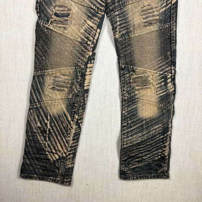 Denim and Rivets Abstract Acid Wash Distressed Sz 34 Cotton Jeans