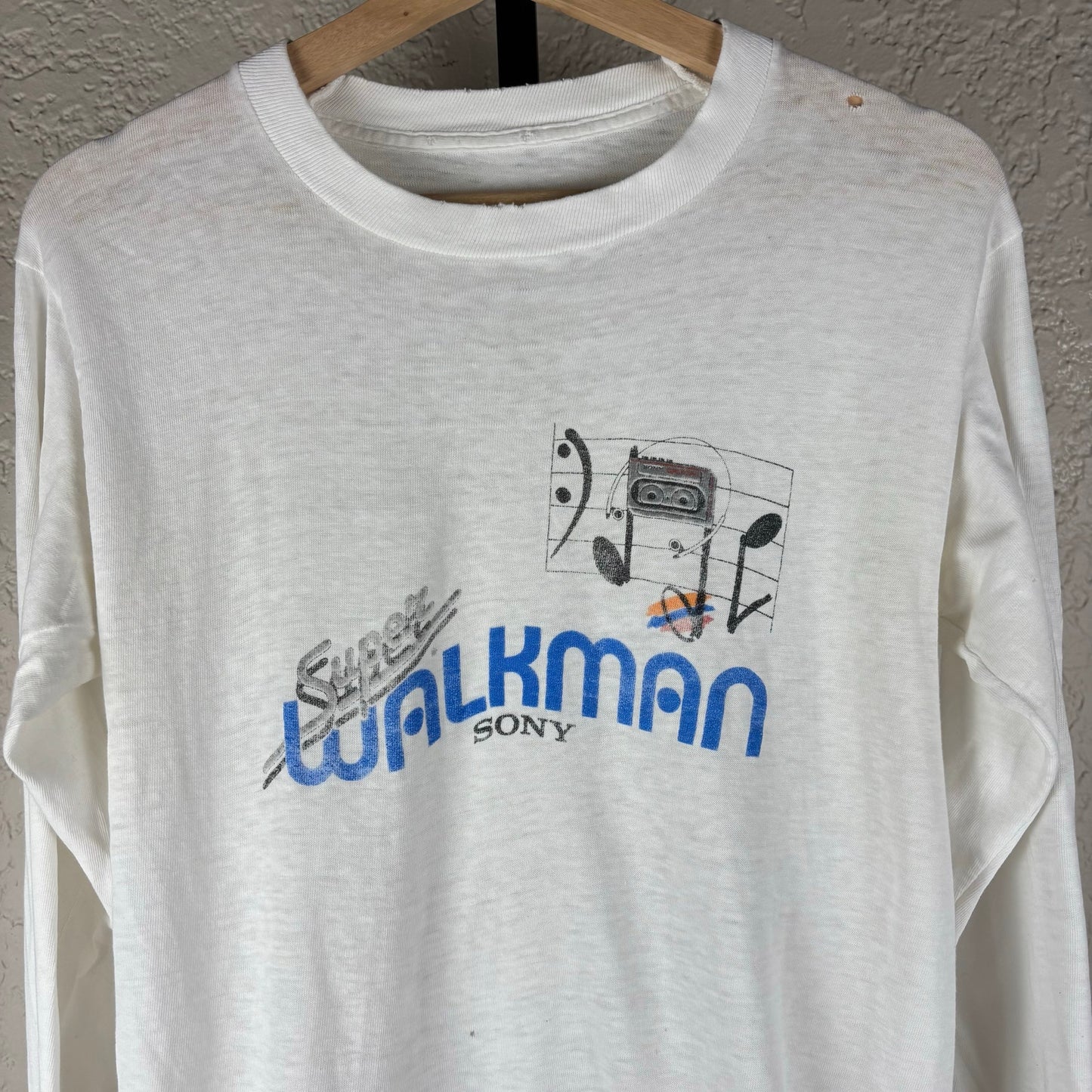 Sony Super Walkman Distressed 80s Small Retro Longsleeve