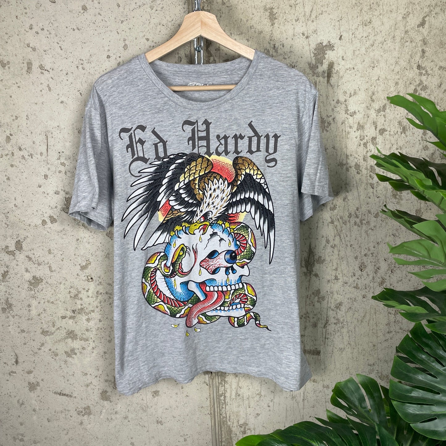 Ed Hardy Tattoo Bird Skull Traditional Shirt Boxy L Y2K Don