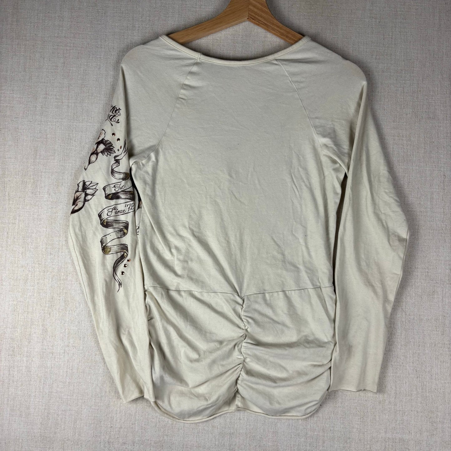 Y2K V Neck Ecko Red Womens Floral Cinch Waist Large Longsleeve
