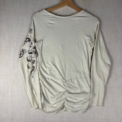 Y2K V Neck Ecko Red Womens Floral Cinch Waist Large Longsleeve