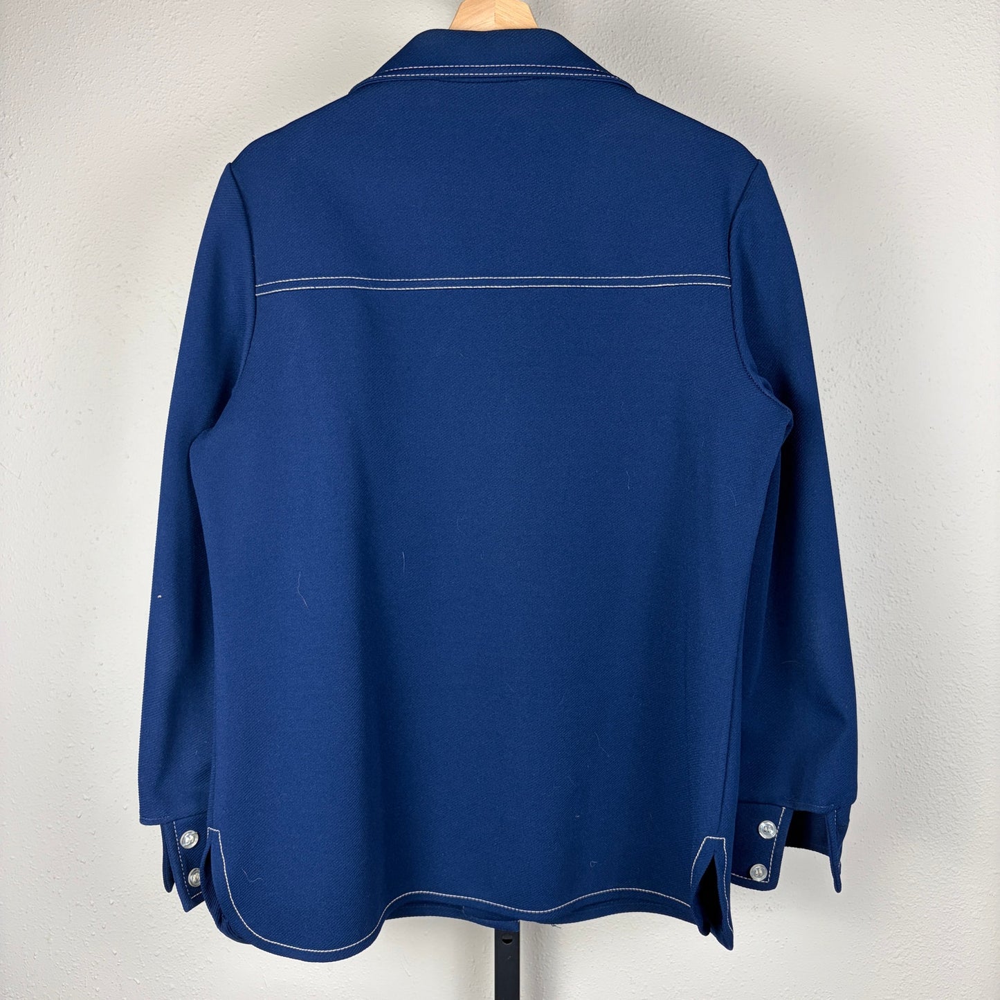 Vintage Disco 1970s Jack Winter Contrast Stitching Sz 18 Double Knit Button Up