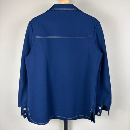 Vintage Disco 1970s Jack Winter Contrast Stitching Sz 18 Double Knit Button Up