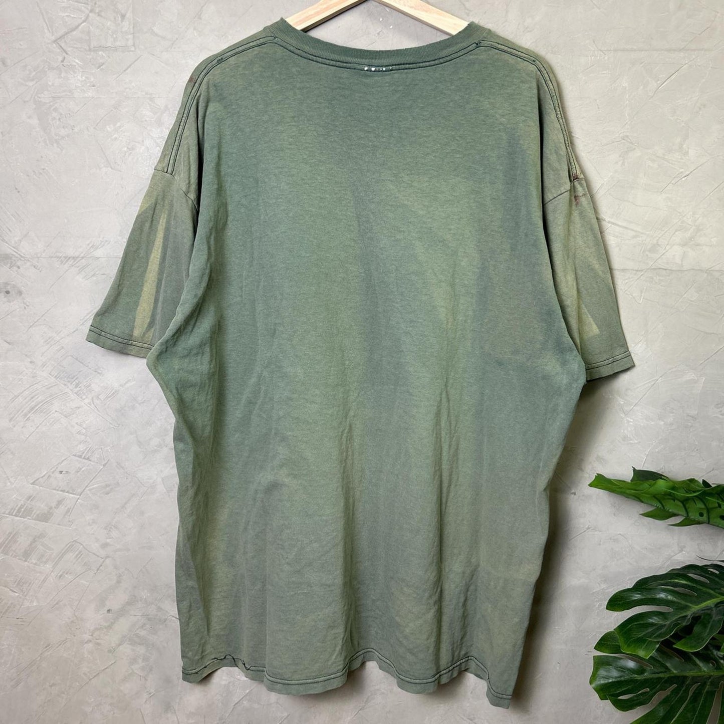 XL 90s Nike White Tag Faded and Distressed Earth Tone Green Tee